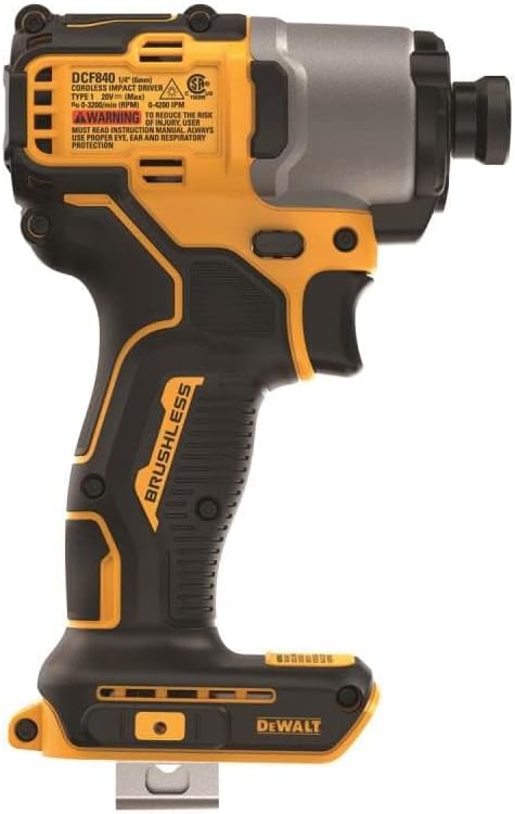 DEWALT 20V MAX* 1/4 in. Brushless Cordless Impact Driver (Tool Only) (DCF840B)