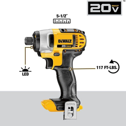 DEWALT 20-Volt MAX Lithium-Ion Cordless 1/4 in Impact Driver (Tool Only, Bulk Packaged)