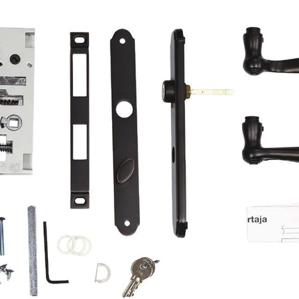 Larson Revere Mortise Storm Door Handle Set with Keyed Deadbolt, Aged Bronze