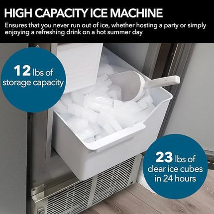 Whynter MIM-14231SS 14'' Undercounter Automatic Stainless Steel Marine 23lb Daily Output Ice Makers, One Size