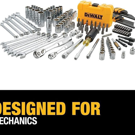 DEWALT 142 Piece Mechanics Tool Set, 1/4 Inch and 3/8 Inch Drive, SAE and Metric (DWMT45425)
