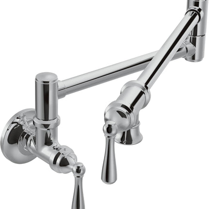 Moen S664 Traditional Chrome Wall-Mount Folding Pot Filler Kitchen Faucet