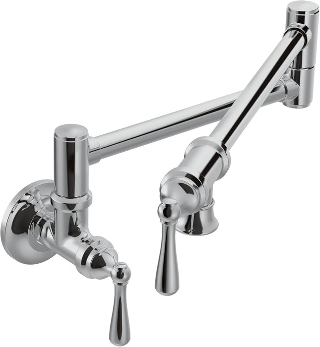 Moen S664 Traditional Chrome Wall-Mount Folding Pot Filler Kitchen Faucet