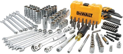 DEWALT 142 Piece Mechanics Tool Set, 1/4 Inch and 3/8 Inch Drive, SAE and Metric (DWMT45425)