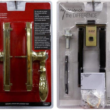 Larson M2 Mortise Brass Storm Door Handle Set with Keyed Deadbolt