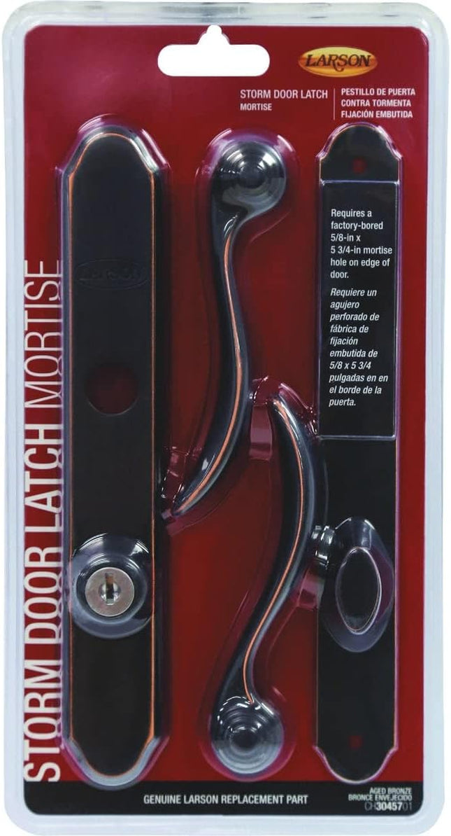 Larson Revere Mortise Storm Door Handle Set with Keyed Deadbolt, Aged Bronze