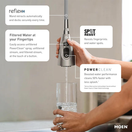 Moen Align F5923SRS Spot Resist Stainless 3-in-1 Water Filtration Pull-Down Kitchen Faucet