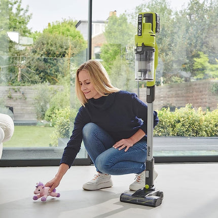 RYOBI 18 V ONE+ RSV18-0 Cordless Floor Vacuum Cleaner (30 AirWatt Suction Power, 820 l/min Airflow, 24 cm Wide Floor Nozzle, without Battery and Charger), Green