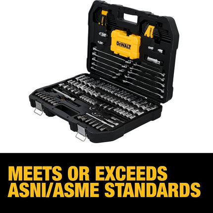 DEWALT 142 Piece Mechanics Tool Set, 1/4 Inch and 3/8 Inch Drive, SAE and Metric (DWMT45425)