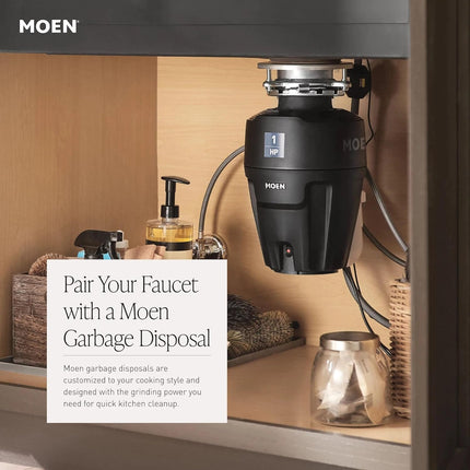 Moen Renzo CA87316BL Matte Black One-Handle Pullout Kitchen or Laundry Faucet with Power Clean and Optional Deck Plate