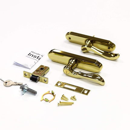 Larson M2 Mortise Brass Storm Door Handle Set with Keyed Deadbolt