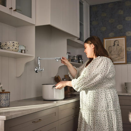 Moen S664 Traditional Chrome Wall-Mount Folding Pot Filler Kitchen Faucet