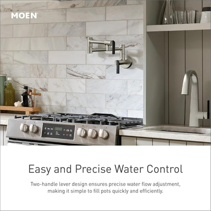 Moen S664 Traditional Chrome Wall-Mount Folding Pot Filler Kitchen Faucet