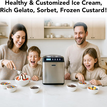 Whynter Ice Cream Maker Machine Automatic 2.1 Qt. Upright with Built-In Compressor, LCD Digital Display & Timer, No Pre-Freezing, ICM-201SB, Stainless Steel