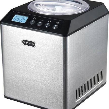 Whynter Ice Cream Maker Machine Automatic 2.1 Qt. Upright with Built-In Compressor, LCD Digital Display & Timer, No Pre-Freezing, ICM-201SB, Stainless Steel