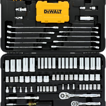 DEWALT 142 Piece Mechanics Tool Set, 1/4 Inch and 3/8 Inch Drive, SAE and Metric (DWMT45425)